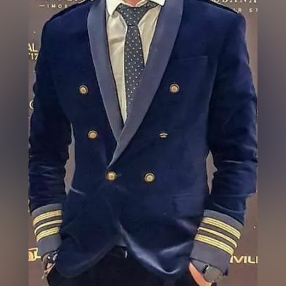 ZARA men velvet sailor’s blazer - Picture 2 of 13